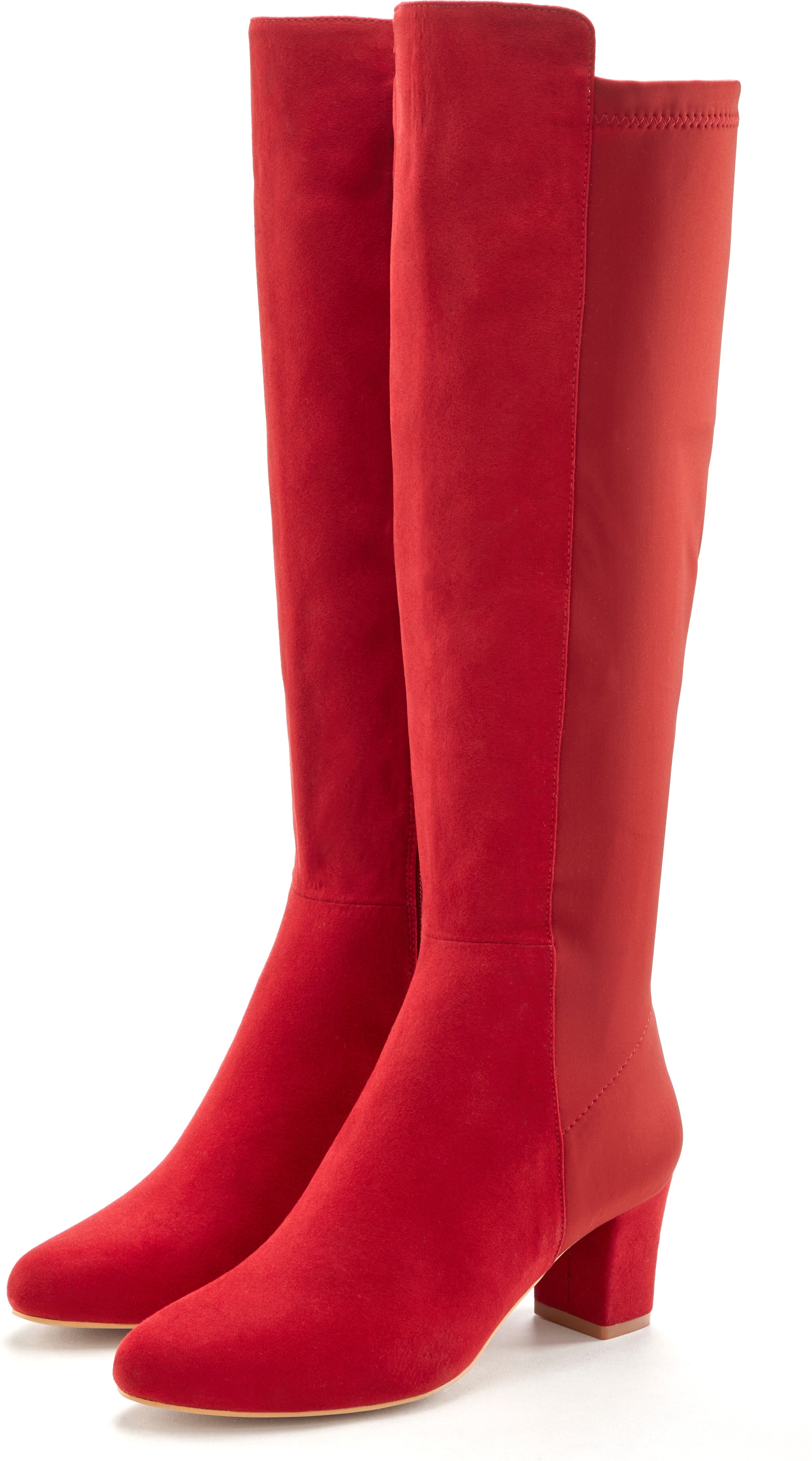 Stiefel LASCANA "Stiefelette, Langer Stiefel", Damen, Gr. 36, Textil, rot, Obermaterial: 50% Lederimitat, 50% Textilmaterial. Decksohle: 100% Lederimitat. Futter: 100% Textilmaterial. Laufsohle: 100% Synthetik, unifarben, Basic,festlich, Schuhe Stiefel, m