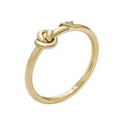 Fingerring EMPORIO ARMANI "Schmuck Geschenk Silber 925 Knoten-Optik" Gr. 18, gold (gelbgoldfarben), Fingerringe, Damen, 18, Silber 925 (Sterlingsilber), 1,2mm, Fingerring