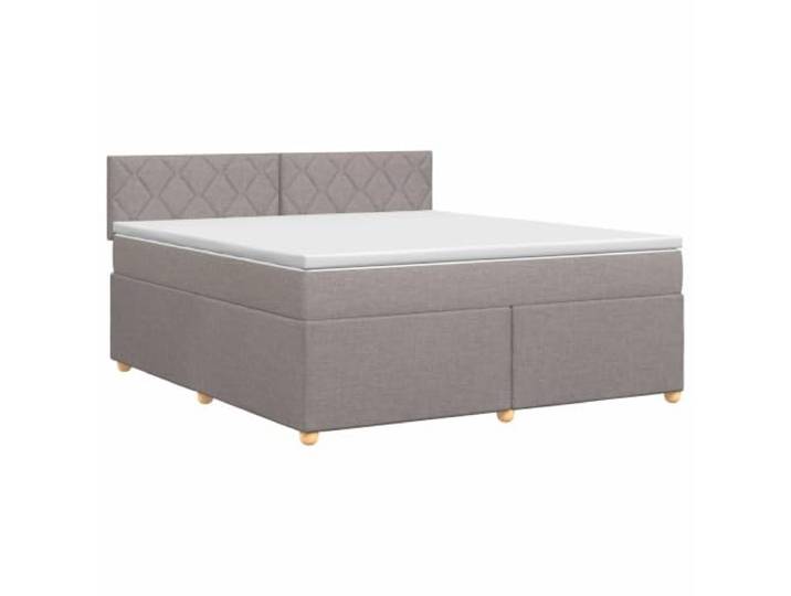 KTHLBRH Boxspringbett mit Matratze Taupe 180 x 200 cm Stoff Verstellbares Kopfteil, 78 cm oder 88 cm, mittlere feste Matratze, abnehmbare Bezüge mit Reißverschluss, Holz, Federn