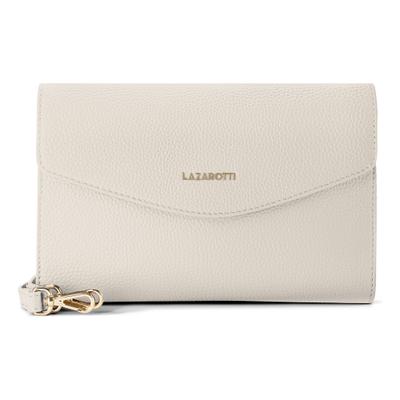 Clutch LAZAROTTI "Bologna Leather Clutch Umhängetasche Leder 23 cm", Damen, Gr. B/H/T: 4cm x 15cm, beige (weiß), Leder, Taschen