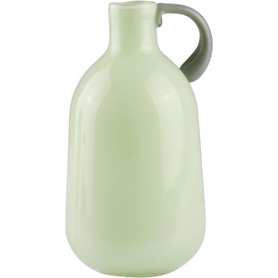 Dekovase AM DESIGN "Grüne Glasvase mit grauem Griff", grün, B:9cm H:16,5cm, Glas, Vasen, für einen modernen Look