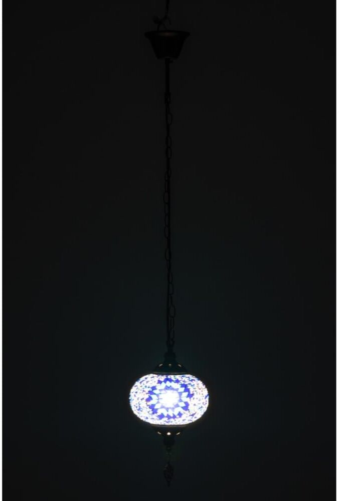 J-line Suspension mosaïque en verre bleu 18x18x80cm Bleu 18x80x18cm