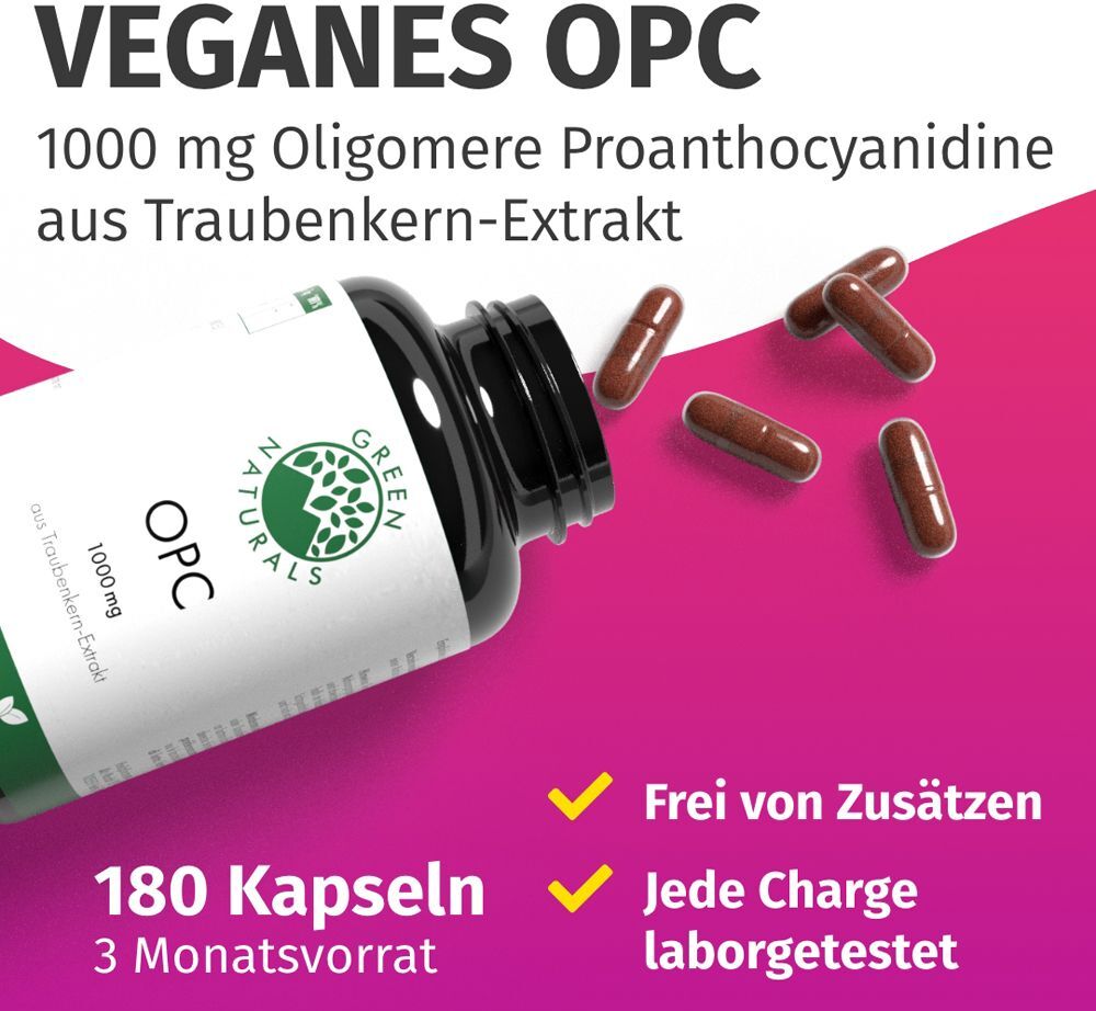 Green Naturals OPC 1000mg aus Traubenkern-Extr.Kps 180 St Kapseln
