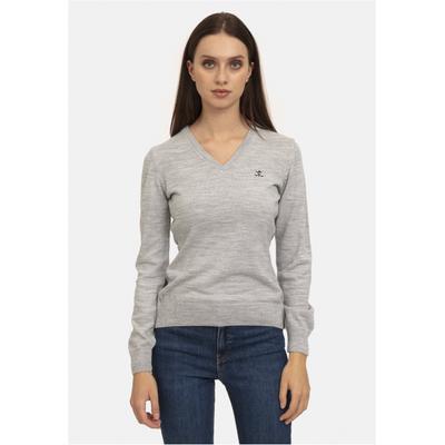 Strickpullover SIR RAYMOND TAILOR "Verty", Damen, Gr. L, grau, 100% Polyacryl, unifarben, normal, V-Ausschnitt, Pullover Strickpullover, mit klassischem V-Ausschnitt