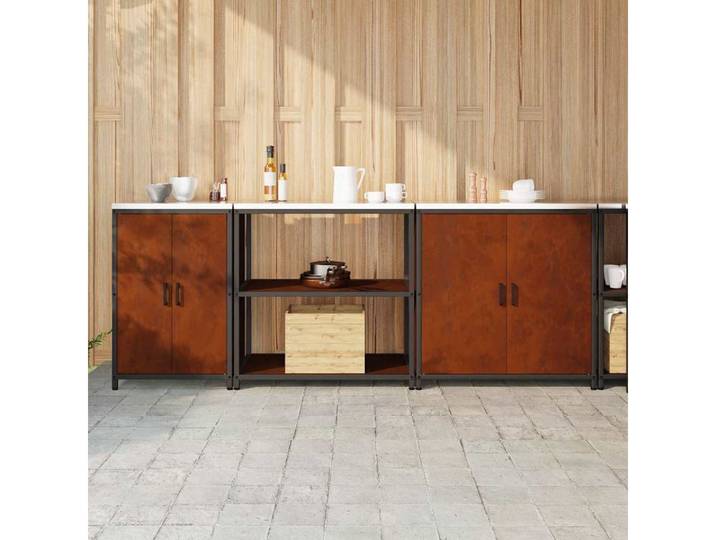 vidaXL Sideboard, Aufbewahrungsset für die Küche 3 pcs Rostig Wetterfeststahl