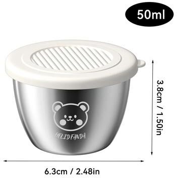 Uplift Picks Stainless Steel Sauce Container With Lid Leak Proof Mini Dipping Dish white