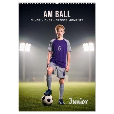 Am Ball Junior - Junge Kicker - Große Momente (Wandkalender 2027 DIN A2 hoch), CALVENDO Monatskalender