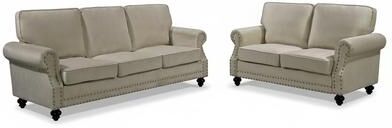 US Pride Furniture Container Furniture Nailhead Velvet 2-Piece Set, Loveseat and Sofa