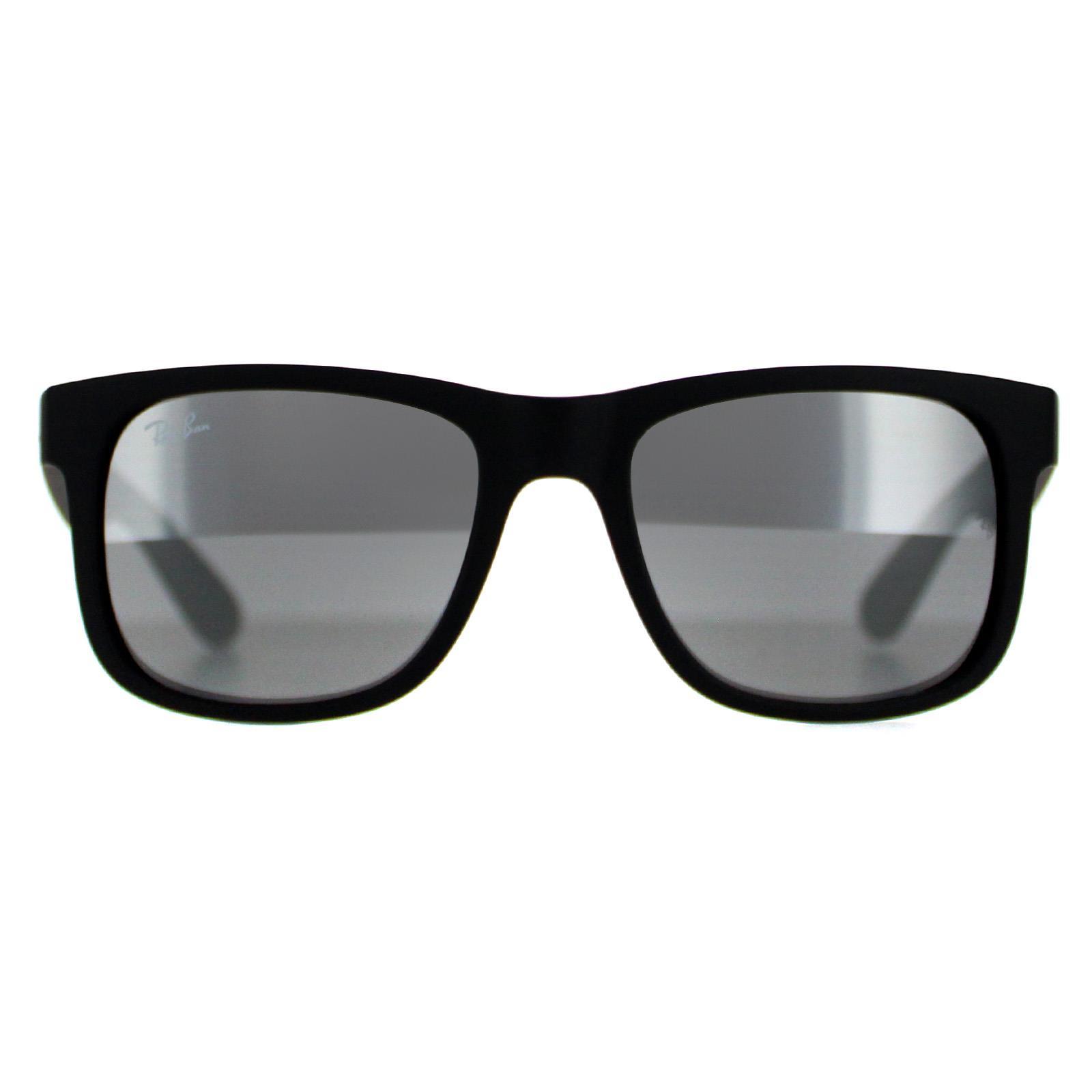 Ray-Ban Zonnebril Justin 4165 622/6G Rubber Zwart Grijze Spiegel