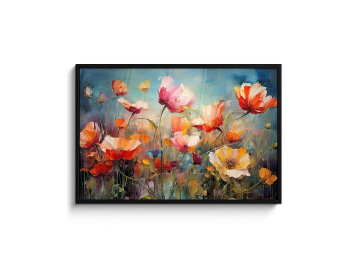 MuchoWow Poster MIT Rahmen Blumen - Aquarell - Kunst - Botanisch - Natur 120x80 cm, Orange, Papier, Rechteckig, 120x80 cm, gerahmt, Bilder & Rahmen, Bilder