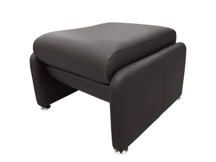 Polsterhocker 60 x 42 x 60cm Braun Echtleder Mabel: Dunkelbraun