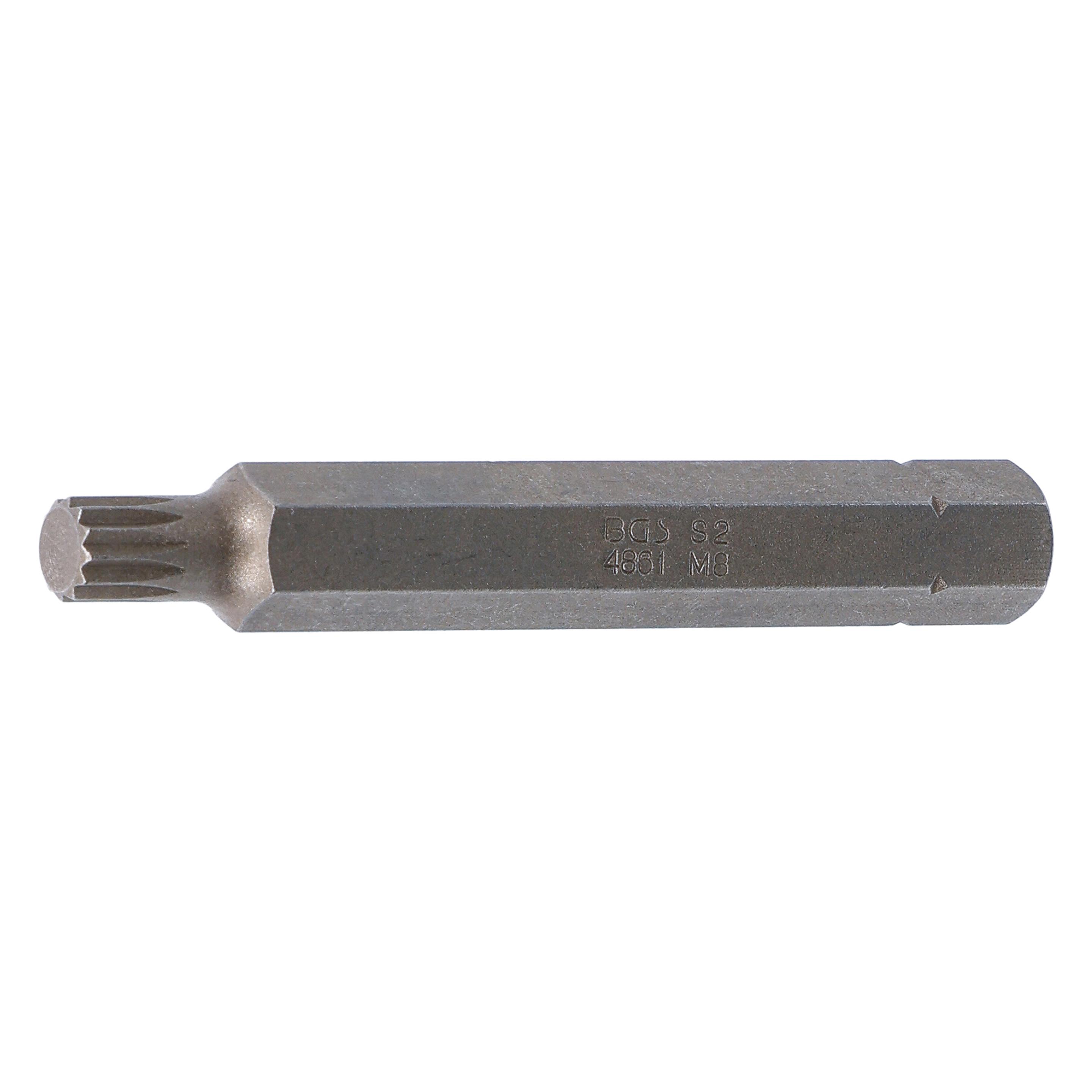 BGS Bit Länge 75 mm Antrieb Aussensechskant 10 mm (3/8") Innenvielzahn (für XZN) M8 (4861)