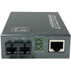 LevelOne Gigabit RJ45 zu SC Mediakonverter, PoE PSE, Multi-Mode Glasfaser, 0.5km