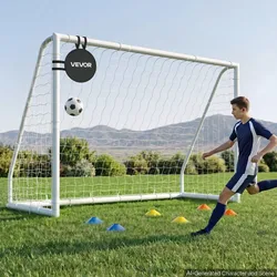 VEVOR Fußballtor 300 x 200 cm Tragbares PVC Outdoor-Soccertor mit PE-Netz, für Gärten, Parks und Schulen, Wetterfest, mit Bodenankern, Zielscheibe, 600D-Oxford-Tasche und Stabilität bei über 110 km/h