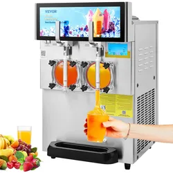 VEVOR 8 L x 2 Kommerzielle Slusheis Maschine, Slushgerät mit 26~32 L/Std. Slush Slushy Maschine, 1800 W Slush Maker Maschine 94 kg Slush-Eismaschine Edelstahl Slushy Maschine 570 × 680 × 925 mm