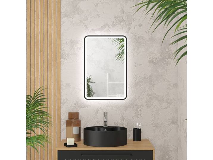 Miroir salle de bain avec eclairage LED et contour noir - 40x60cm - GO BLACK LED