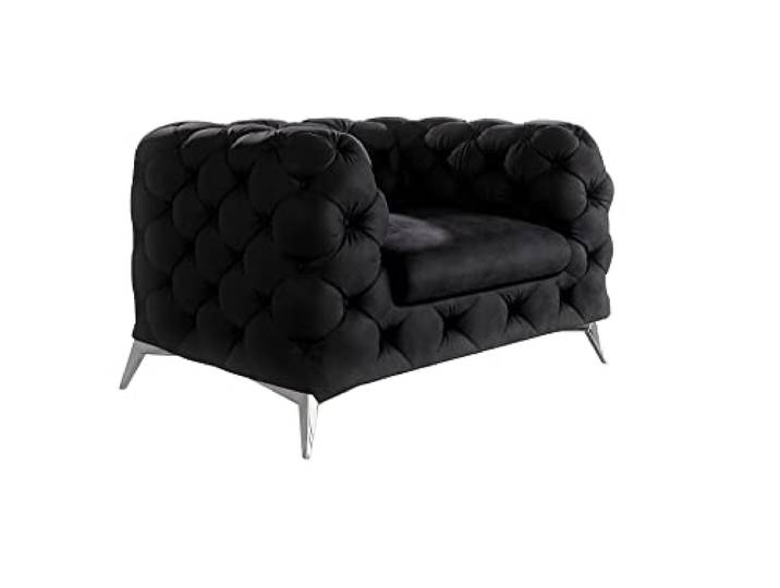 S-Style Möbel Maria Sessel Stuhl Wohnzimmer Chesterfield Loungesessel Clubsessel Polstersessel Cocktailsessel Wartezimmer Einzelsessel Möbel Sofa Sessel & Stühle Lounge Schwarz 125x100x73 cm