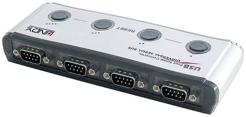 LINDY USB 1.1, Seriell Konverter [1x USB 1.1 Stecker A - 4x Seriell (9pol.)]