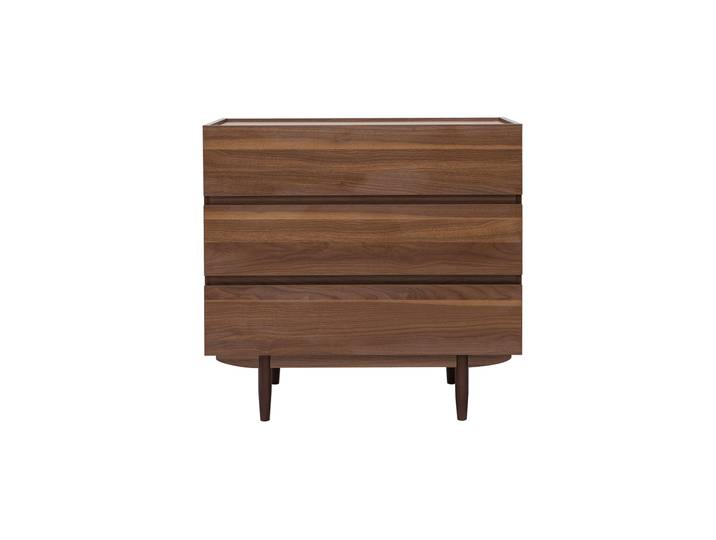 Commode finition bois foncé noyer 3 tiroirs L80 cm SANAA