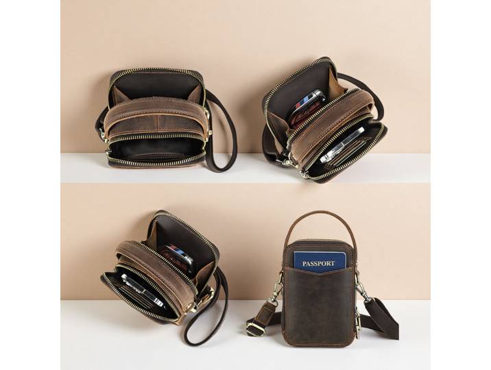 Petit sac à bandoulière vintage décontracté pour homme, mini sac messager pour téléphone, sacoche homme gravée