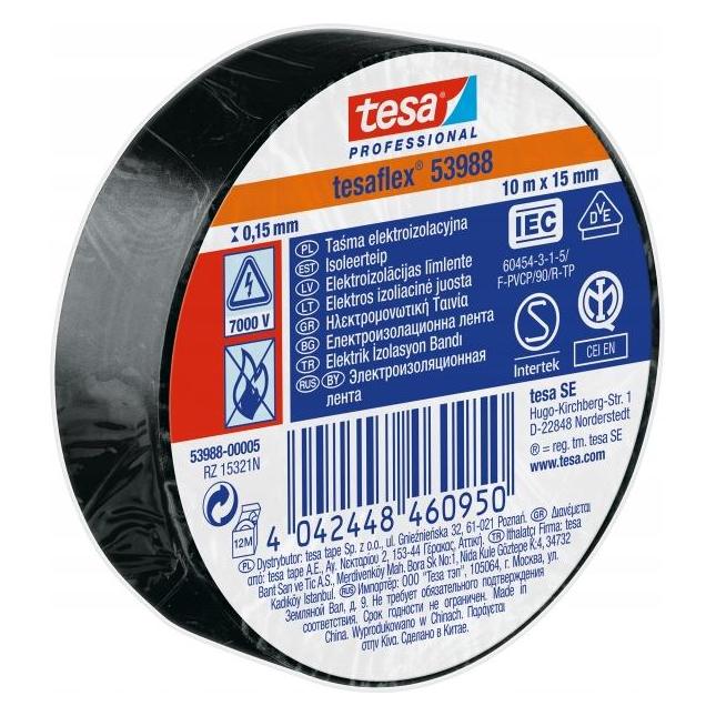 MGA Tesa SPVC Schwarzes Isolationsband 10mx15mm (15 mm) (53988-00005-00)