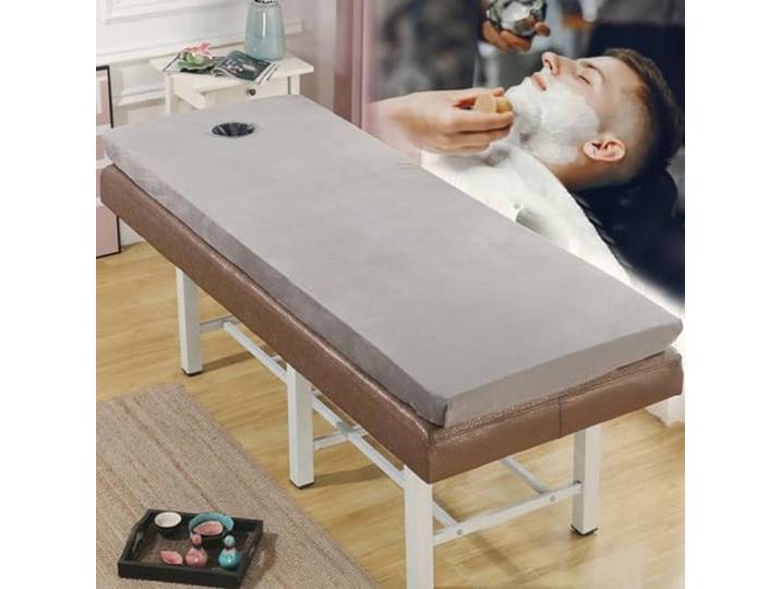 LXJDDLD Massagetisch-Memory-Schaumauflage 1,6/3,1 Verdickt,Lash Bed Topper Mit Waschbarem Bezug,Quadratische/Runde/Trapezförmige Kopf-Spa-Bettauflage Mit Loch,Massagezubehör,Grey 8cm,S 80x190cm