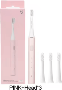 Inspire Essentials Xiaomi Mijia T100 Sonic Electric Toothbrush USB Rechargeable Waterproof Smart Brush pink And 3 Head