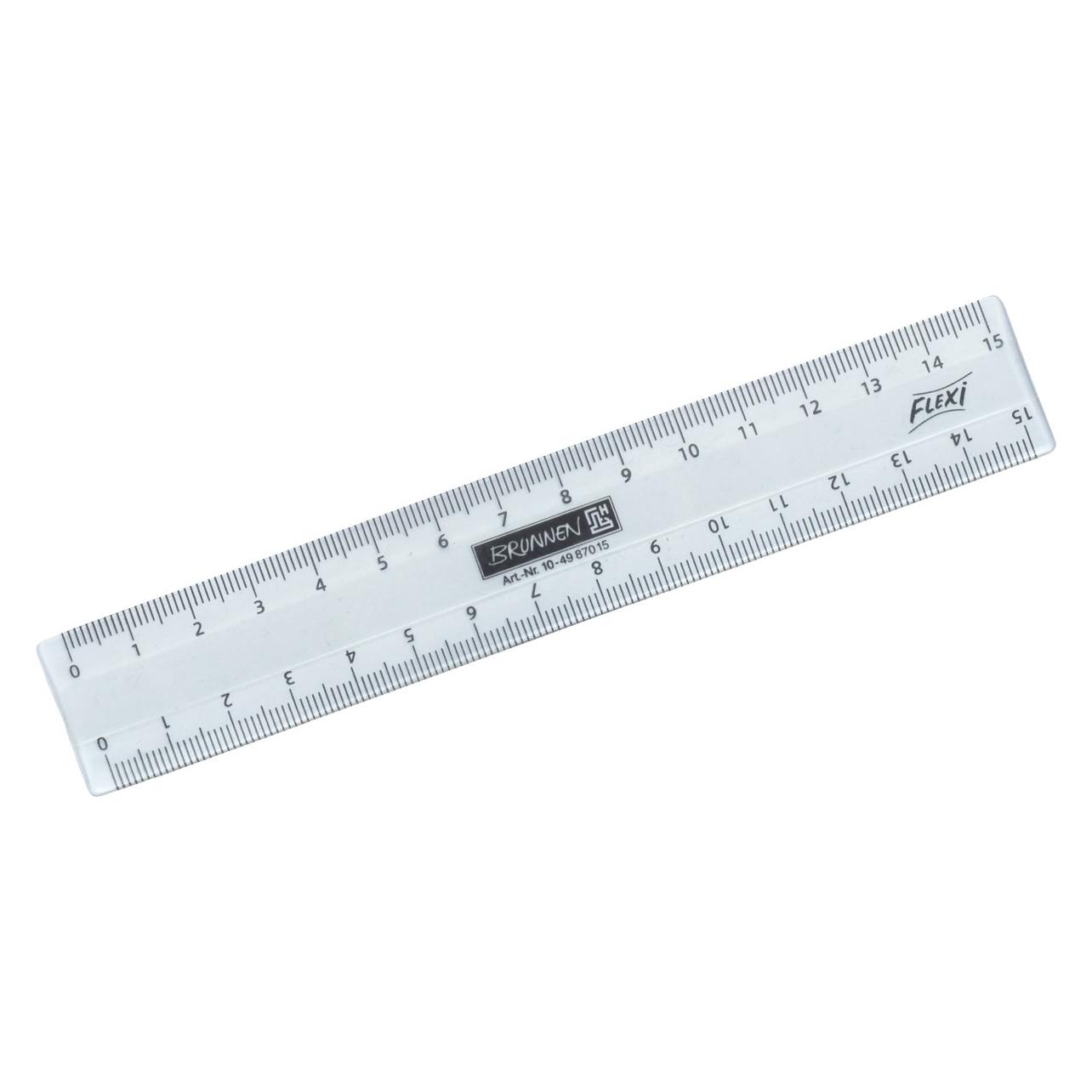 Brunnen Lineal Flexi 15 cm, glasklar (15 cm, Kunststoff) (104987015)