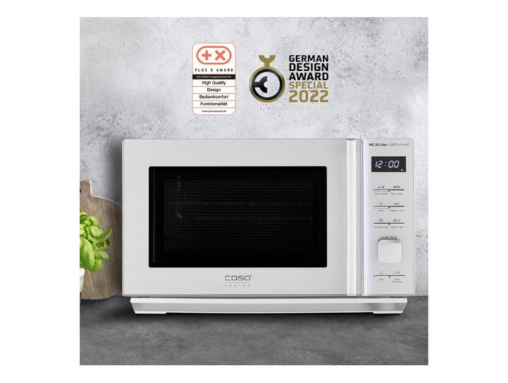 Caso Mikrowelle MG 20 Cube Ceramic, Mikrowelle, Grill, Mikrowelle und Grill, 20 l, 1000 Watt Quarzgrill, 800 Watt Mikrowellenleistung, 10 Leistungsstufen