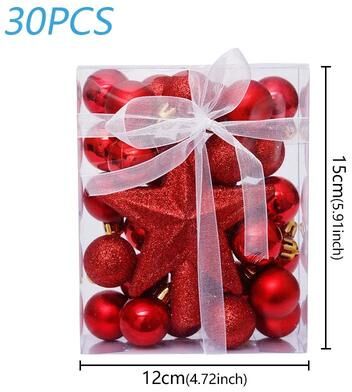 Uplift Treasures 30pcs Christmas Ball Ornaments Hanging Decoration Set red