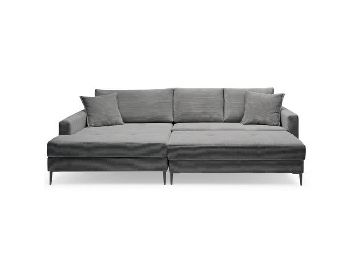 Trendstore Hilary Ecksofa in Cord mit Megahocker - Cord Zoom graphit - links Modern