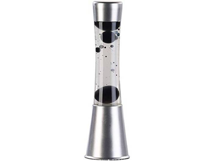 Lampe à lave en verre et aluminium - Bulles noires et liquide transparent [Lunartec]