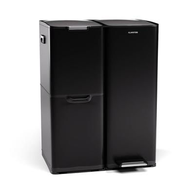 Klarstein Tiyo 3-in-1 Mülleimer 60 L entnehmbare Eimer Soft-Close Schwarz