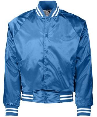 Augusta Sportswear 3610 Satin Baseball Jacket/Striped Trim in Royal/White size XS   Nylon