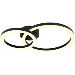 Deckenleuchte Wohnzimmerleuchte Deckenlampe LED Ringe Design schwarz L 42 cm