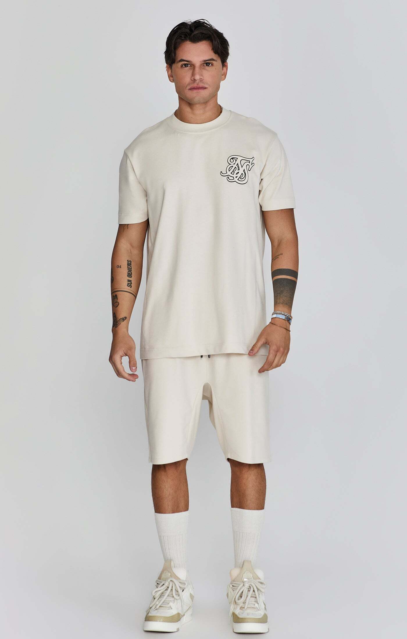 T-Shirt SIKSILK "Siksilk T-Shirt Logo T-Shirt", Herren, Gr. M, beige, Obermaterial: 100% Baumwolle CO., Shirts T-Shirt beige M