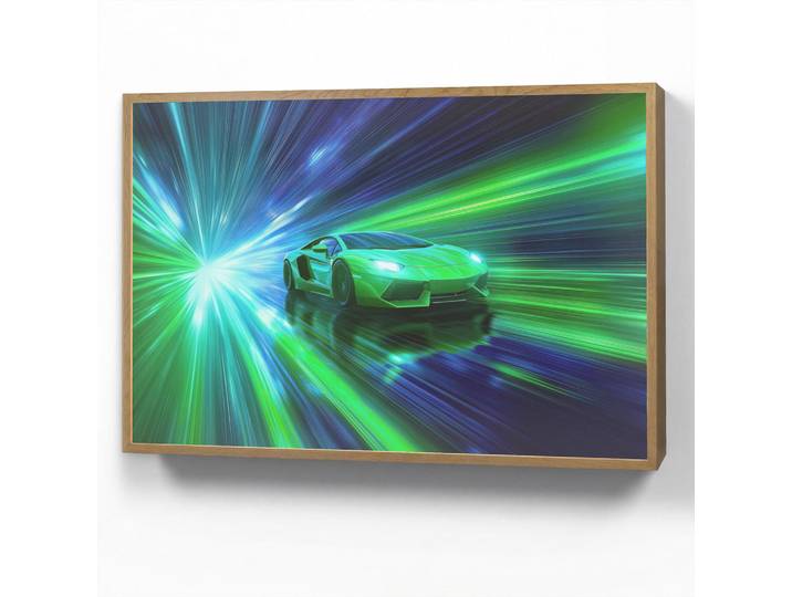 OnlyWow Wandleuchte MIT Akku Geschwindigkeit - Leicht - Sportwagen - Grün 100x70 cm, Rechteckig, LED integrated, 100x70x8 cm, Lampen & Leuchten, Innenbeleuchtung, Wandleuchten