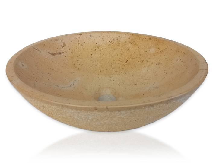 KALLI Aufsatzwaschbecken, Naturstein, rund, Marmor beige