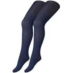 2er Pack camano Baumwolle Fine Strumpfhosen Kinder 0004 - navy 152/164