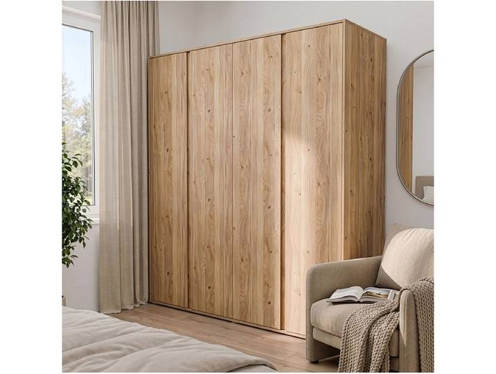 Drehtürenschrank LUMIA eiche 4 Türen 3 Schubladen