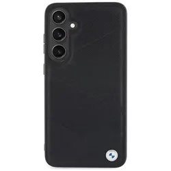 BMW BMHCM23RCGPK + S926 czarny/black hardcase Signature Leather Crossing Lines Pattern (Samsung Galaxy S24+), Smartphone Hülle, Schwarz