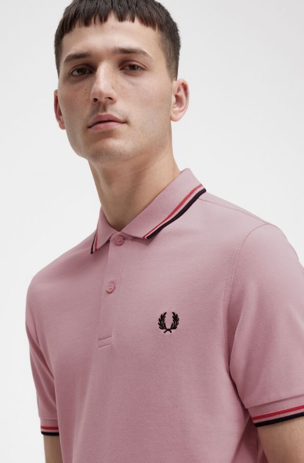 Polo Fred Perry Twin Tipped  Hombre Rosa M