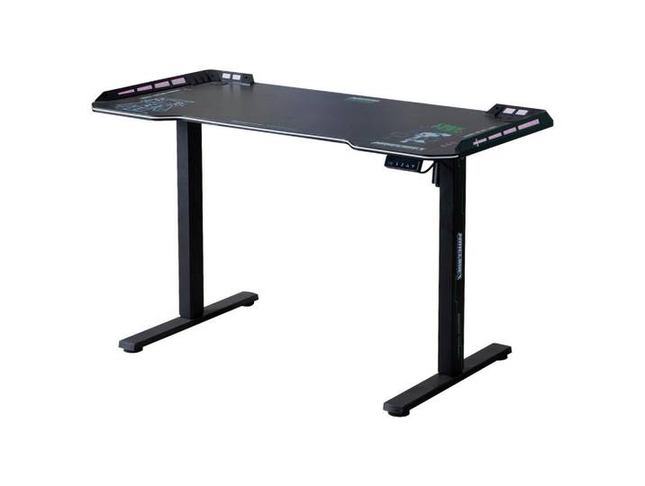 Minecraft Gamingtisch Minecraft, Schwarz, Metall, Gaming, rechteckig, Kufe, 60x71-118x120 cm, höhenverstellbar, Getränkehalter, Headsethalter, Büromöbel, Schreibtische, Gaming-Tische