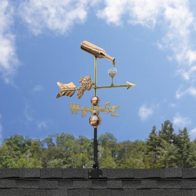 Wine Bottle with Grapes and Glasses Weathervane - Pure Copper by Good Directions