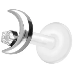 PTFE Labret mit Innengewinde + Titan-Aufsatz MOND + KRISTALL