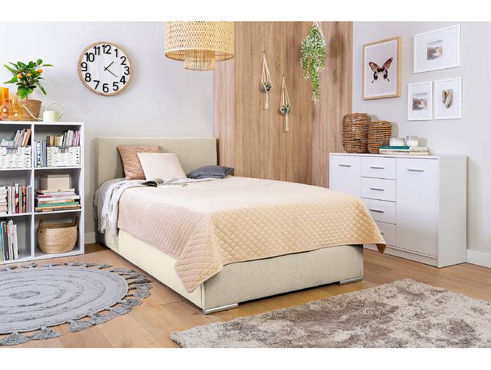 Boxspringbett Escaba 120 x 200cm Webstoff Neala Beige