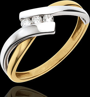 Edenly Trilogie Ring Kostbarer Kokon - Zweierlei Gold - 3 Diamanten