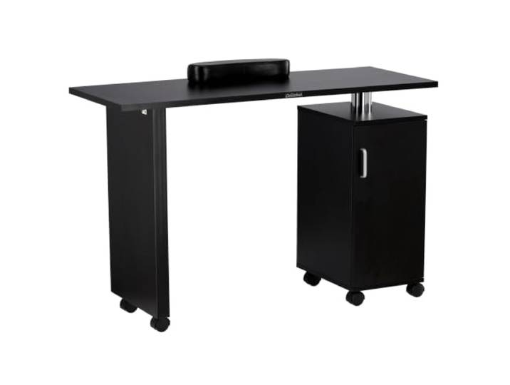 Calissimo Manikürtisch mit Schrank auf Rollen, schwarz, 119 x 45 cm – Kosmetiktisch und Nageltisch für Nagelstudio