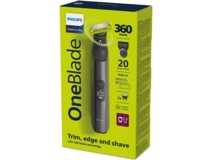 Philips - Tondeuse Multi Usages Oneblade Pro 360 Qp6552/15, Molette Réglable, 14 Hauteurs De Coupe, Précision 0,4 Mm, 120 Mn