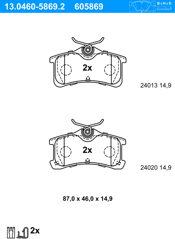 Ate Bremsbelagsatz, Scheibenbremse 13046058692 Für Toyota